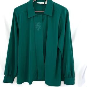Vintage Emerald Green Blouse Size 14 80s/90s